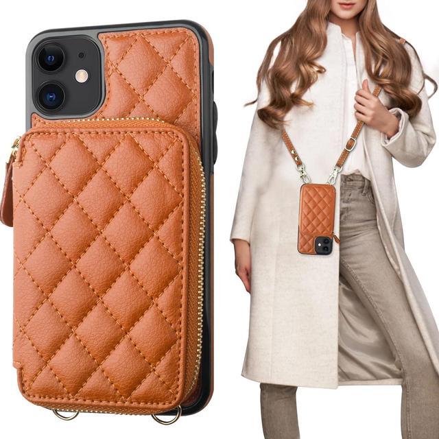 Zell Crossbody Wallet Case for iPhone 11, RFID Blocking PU Leather Zipper Handbag Purse Flip Cover, Kickstand Folio Case with Card Slots Holder Wrist
