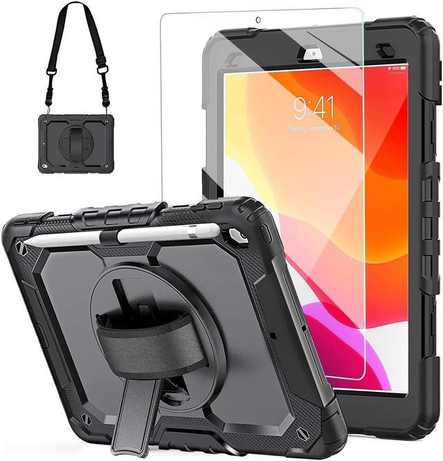 For iPad 10.2 9th Generation 2021 Rotating Case Cover Built-in Screen  Protector
