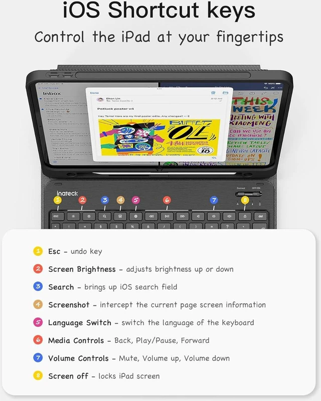 Alt view image 5 of 7 - Zell Ipad 10Th Generation Case With Keyboard, Keyboard Case Compatible With Ipad 10Th Gen. 2022 10.9 Inch, Ipad Air 5/4 (2022/2020), Ipad Pro 11 Inch, With Pencil Holder, Detachable, Kb04002