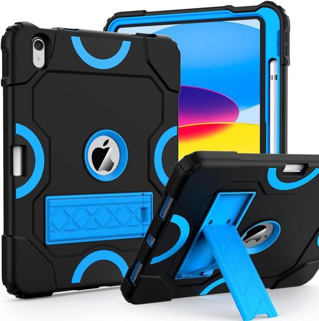 iPad 10th Gen 10.9 Inch 2022 Heavy Duty Shockproof Protective Cover with  Pencil Holder Black