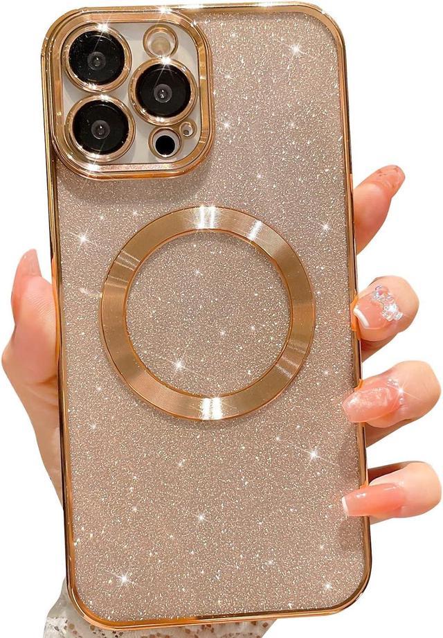 Zell Compatible With Iphone 13 Pro Max Magnetic Glitter Case, Luxury  Plating Cute Bling Clear Phone Case, Compatible With Magsafe For Women  Girls With Camera Protector Back Cover - Gold 