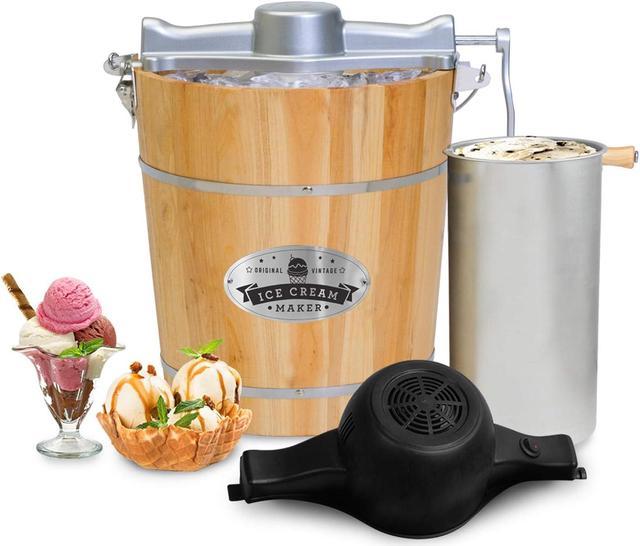 Elite Gourmet 4-Qt. Old Fashioned Pine Bucket Electric Ice Cream Maker