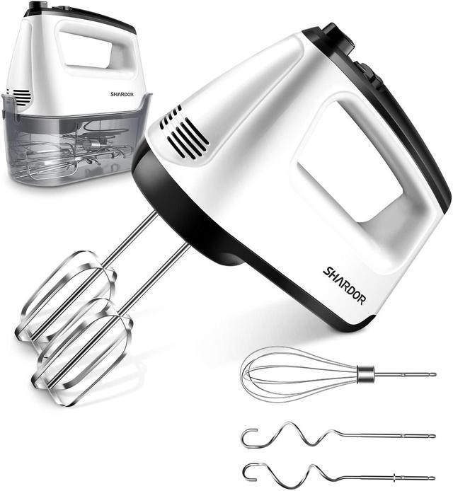 Zell Portable 5 Speed Mixing Electric Hand Mixer With Stainless Steel Whisk  Beater Attachments & Snap Storage Case, Compact Lightweight 150 Watt Powerful  Blender For Baking & Cooking, White 