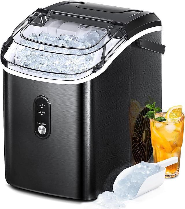 Zell Nugget Ice Maker Countertop, Portable Pebble Ice Maker Machine,  35Lbs/Day Chewable Ice, SelfCleaning, Stainless Steel, Pellet Ice Maker For  Home/Kitchen/Office (Black) 