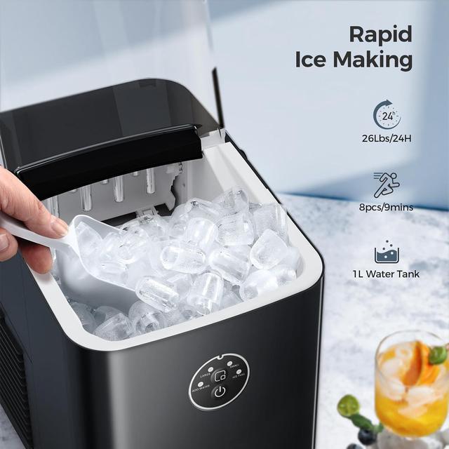 Zell Ice Machine Maker Countertop, 9 Bullet Ice Fast Making In 68 Mins,  26.5 Lbs In 24 Hrs, SelfCleaning Portable Ice Maker Machine With Scoop And  Basket, 