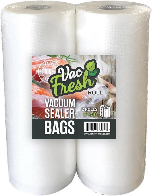 2 Rolls 8''x50' Vacuum Sealer Bags for Freezer Food Saver Vacuum Heat-Seal  Rolls Food Storage Bags