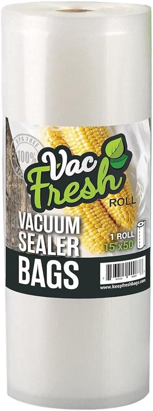 Zell Food Vacuum Sealer Rolls (15 X 50', 1 Roll), 3.5Mil Embossed Food  Storage Bags, Vacuum Seal Bags For Meal Prep, Sous Vide Bags For Cooking  (50 Feet) 