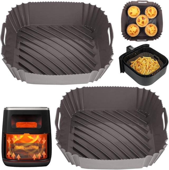 Zell Square Air Fryer Silicone Liners, 2 Pack 8.5 Inch Reusable Silicone Air  Fryer Tray Fit