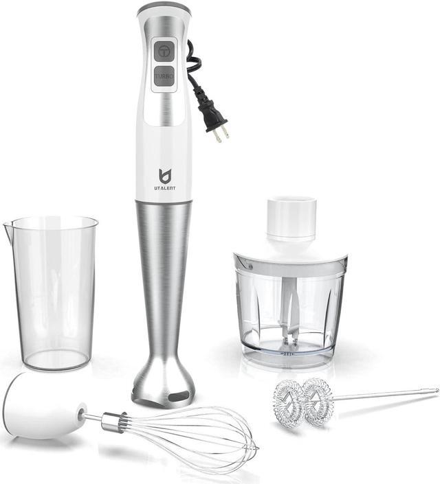Zell Immersion Blender, Electric Hand Blender With Turbo Mode, 5In1  Stainless Steel Handheld Blender Stick Mixer With Egg Whisk, Beaker &  Chopper Bowl, Hand Mixer For Soup, Smoothie, Puree, Baby Food 