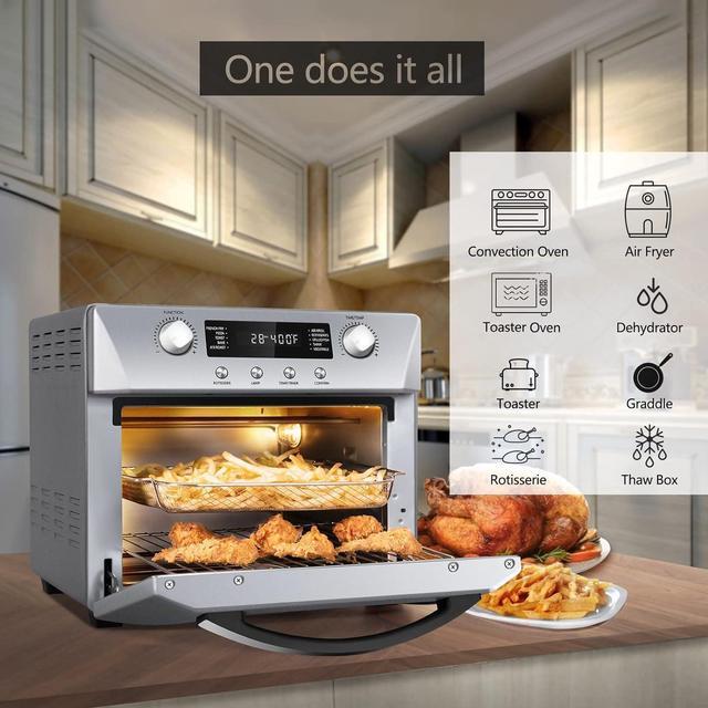 Zell Air Fryer Oven, 10In1 Convection Oven, 24Qt Combo Countertop Toaster  Oven With Rotisserie & Dehydrator, Rich Accessories, Silver 