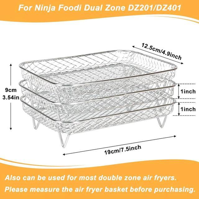 3Pcs Stackable Air Fryer Rack Compatible with Ninja Dual Air Fryer,  Rectangle Stainless Steel Dehydrator Rack Compatible with Ninja Dual Air  Fryer