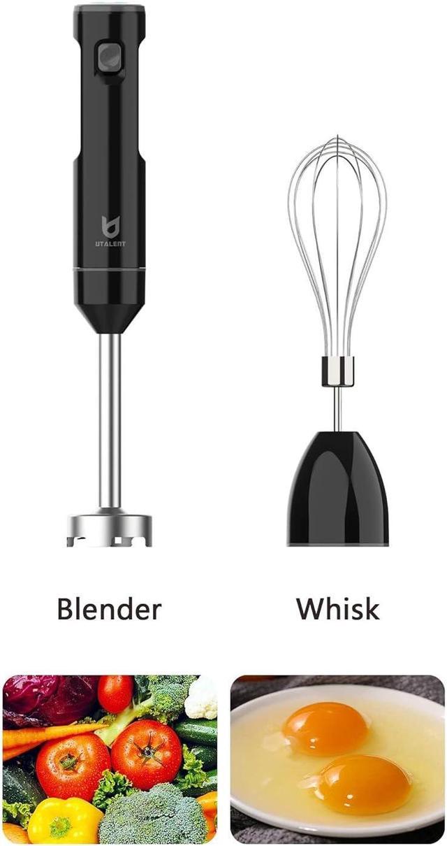 Zell Cordless Hand Blender, Variable Speed Immersion Blender Rechargeable,  With Fast Charger, 500Ml Chopper, 600Ml Container, Egg Whisk, For  Smoothies, Baby Food And Soups White 
