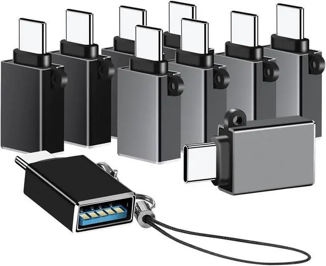 Main image of Zell Usb C To Usb Adapter,Usb To Usb C Adapter,Usb-C To Usb Adapter,Usb A To Usb C Adapter,Usb C To Usb A Converter For Macbook Pro/Air Imac Ipad Pro,Galaxy S20+ And More(10 Pack,Black+Grey)