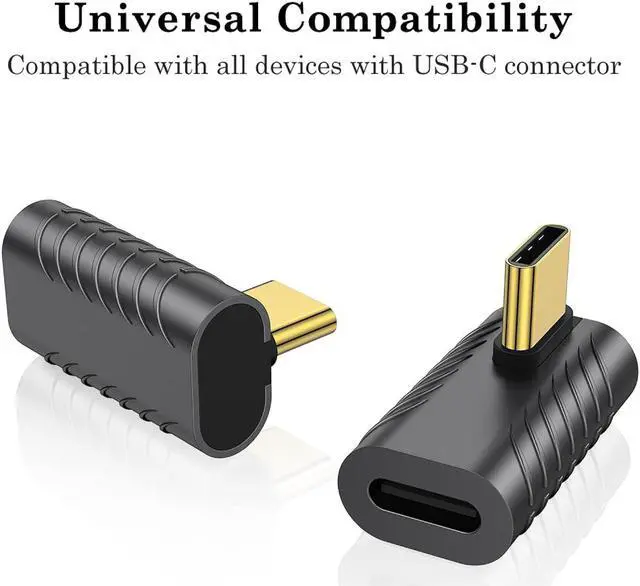 Alt view image 6 of 7 - Zell Usb C 90 Degree Adapter (2 Pack), 40Gbps Usb C Male To Usb C Female Connector, Usb Type C Thunderbolt 4/3 Extender For Macbook Pro, Imac, Ipad Pro, Tablet, Phones And Other Type C Devices