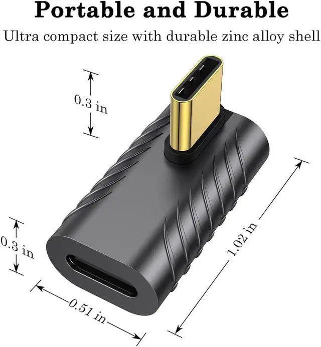 Alt view image 5 of 7 - Zell Usb C 90 Degree Adapter (2 Pack), 40Gbps Usb C Male To Usb C Female Connector, Usb Type C Thunderbolt 4/3 Extender For Macbook Pro, Imac, Ipad Pro, Tablet, Phones And Other Type C Devices