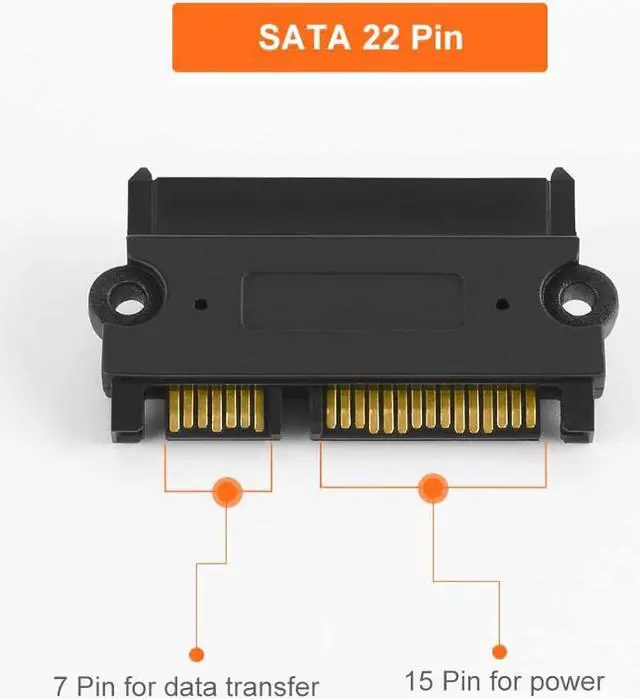 Alt view image 3 of 5 - Zell Sata To Sata Hdd Adapter,Sata 22 Pin (7+15) Male To 22 Pin Female Adapter Extender For 2.5 Hdd,Slim Sata Converter Adapter,Black