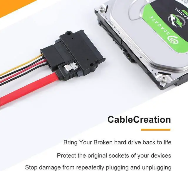 Alt view image 4 of 5 - Zell Sata To Sata Hdd Adapter,Sata 22 Pin (7+15) Male To 22 Pin Female Adapter Extender For 2.5 Hdd,Slim Sata Converter Adapter,Black