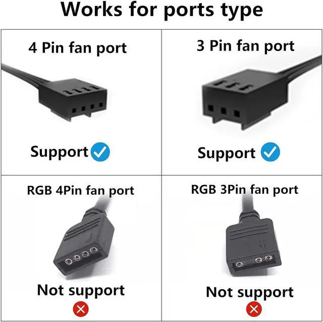 Alt view image 3 of 7 - Zell Sata Cooler Fan Adapter Cable15 Pin Sata To 5 X 3 Pin / 4 Pin Fan Splitter Cable,15 Pin Male Sata To 3 Pin Or 4 Pin Computer Pc Case Fan Y Power Adapter Cable - 1.1Ft (Black- 1 To 5)