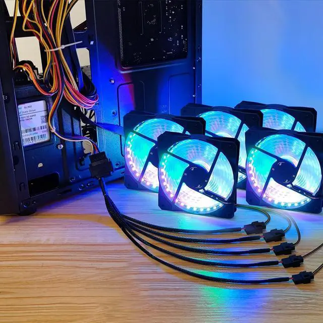 Alt view image 7 of 7 - Zell Sata Cooler Fan Adapter Cable15 Pin Sata To 5 X 3 Pin / 4 Pin Fan Splitter Cable,15 Pin Male Sata To 3 Pin Or 4 Pin Computer Pc Case Fan Y Power Adapter Cable - 1.1Ft (Black- 1 To 5)