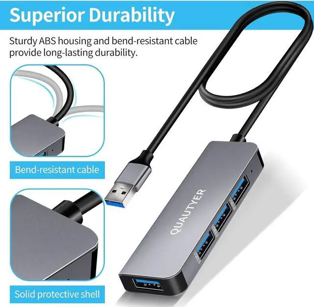 Alt view image 3 of 7 - Zell Usb C Hub, 4 Ports Mini Hub Extensions, Usb Hub Splitter, 1 Usb 3.0 Hub Separates 4 Usb 3.0 Hubs, Laptop U Sb Hub, Laptop Usb Splitter, Support Usb Hub Macbook Pro