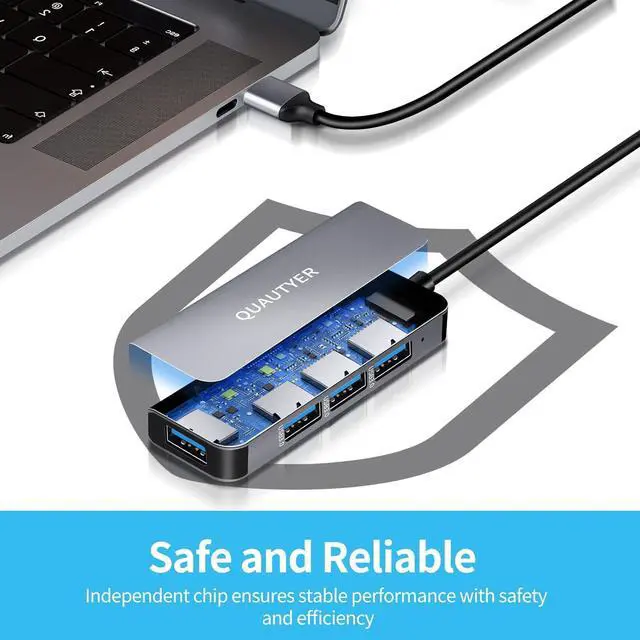 Alt view image 4 of 7 - Zell Usb C Hub, 4 Ports Mini Hub Extensions, Usb Hub Splitter, 1 Usb 3.0 Hub Separates 4 Usb 3.0 Hubs, Laptop U Sb Hub, Laptop Usb Splitter, Support Usb Hub Macbook Pro