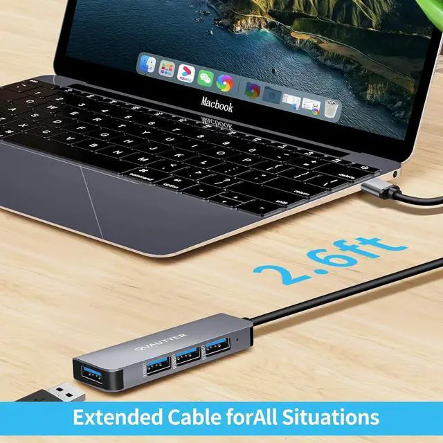 Alt view image 5 of 7 - Zell Usb C Hub, 4 Ports Mini Hub Extensions, Usb Hub Splitter, 1 Usb 3.0 Hub Separates 4 Usb 3.0 Hubs, Laptop U Sb Hub, Laptop Usb Splitter, Support Usb Hub Macbook Pro