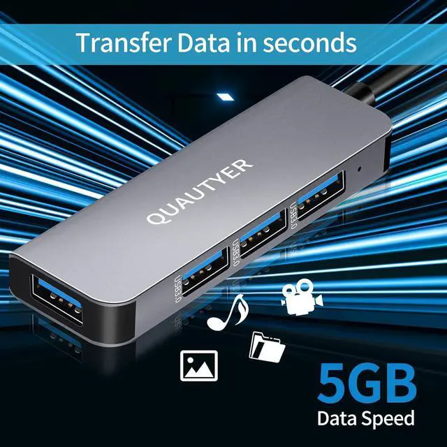 Alt view image 6 of 7 - Zell Usb C Hub, 4 Ports Mini Hub Extensions, Usb Hub Splitter, 1 Usb 3.0 Hub Separates 4 Usb 3.0 Hubs, Laptop U Sb Hub, Laptop Usb Splitter, Support Usb Hub Macbook Pro