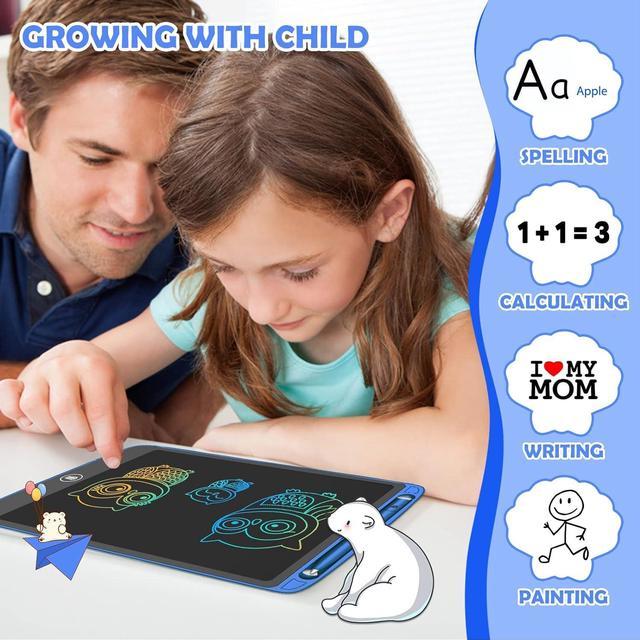 Zell Lcd Writing Tablet For Kids, 10 Inch Doodle Board Drawing Pad For Kids  Drawing Tablet Toys For 3-6 Years Old Girls Boys, Ocean Blue 