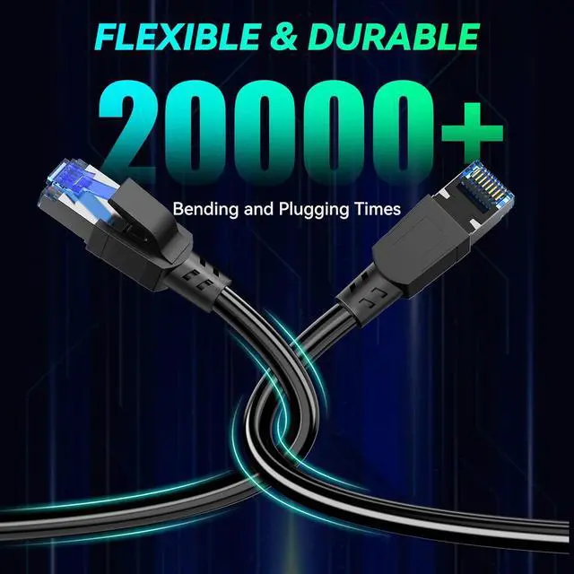 Alt view image 5 of 6 - Zell Upgraded Cat 8 Ethernet Cable, 40Gbps Superhigh Speed Internet Cable, Gold Plated Rj45 Connector, Lan Cable & Network Cable For Modem/Router/Gaming/Pc/Office