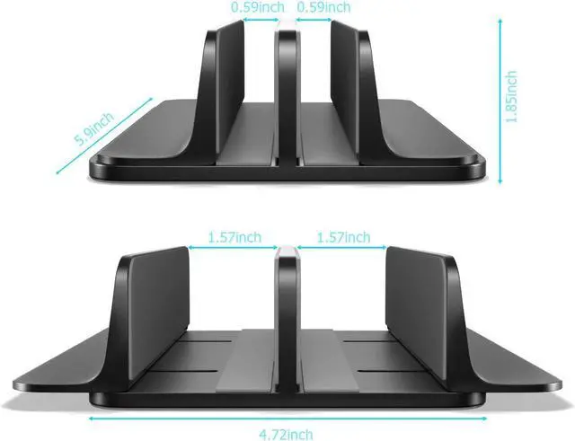 Alt view image 6 of 7 - Zell Vertical Laptop Stand For Desk, Macbook Vertical Stand Aluminum, Laptop Holder Vertical, Laptop Vertical Stand Dual Slots, Vertical Laptop Holder Adjustable Dock For Gaming Laptops, Black