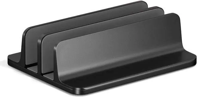Alt view image 7 of 7 - Zell Vertical Laptop Stand For Desk, Macbook Vertical Stand Aluminum, Laptop Holder Vertical, Laptop Vertical Stand Dual Slots, Vertical Laptop Holder Adjustable Dock For Gaming Laptops, Black