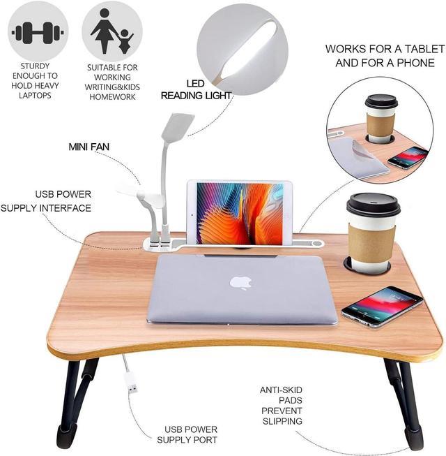 Zell Lap Desk, Laptop Table For Bed With Usb Charge Port Storage Drawer And  Cup Holder, Laptop Desk Bed Trays For Eating, Writing And Working 