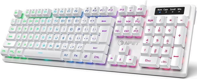 Zell Wired Gaming Keyboard, Rgb Backlit, Spill-Resistant Design, Multimedia  Keys, Quiet Silent Usb Membrane Keyboard For Desktop, Computer, Pc (White)  