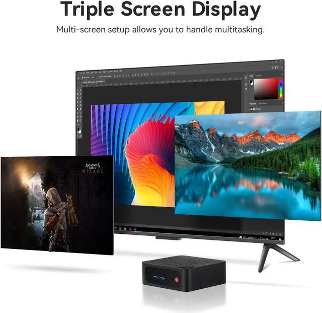 Alt view image 14 of 20 - Beelink Mini PC SER5 Max AMD Ryzen 7 5800H (8C/16T Up to 4.4GHz), 16GB DDR4 RAM 500GB NVME SSD, AMD Radeon Graphics, Windows 11 Pro, WiFi 6/BT 5.2