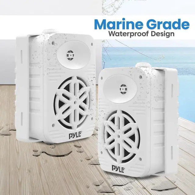 Alt view image 4 of 7 - Indoor Outdoor Speakers Pair - 500 Watt Dual Waterproof 5.25 2-Way Full Range Speaker System w/ 1/2 High Compliance Polymer Tweeter - in-Home, Boat, Marine, Deck, Patio, Poolside (White) - PDWR55WT