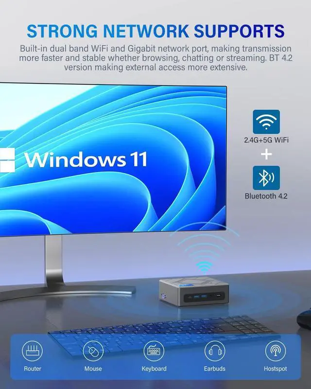Alt view image 5 of 7 - CK10 Mini PC 16GB RAM, Intel Core i7-10710U(up to 4.7GHz) Mini Computer Windows 11 Pro, Six-Core Small Desktop Computers Tower Support Triple Display 4K, NVME SATA SSD,USB 3.0,Type C,LAN, HTPC