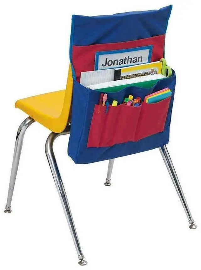 Alt view image 6 of 7 - Pacon Child Storage Pocket Chart - 18.50" Height x 15.50" Width x 2.50" Depth - 6 Pocket(s) - Polyester - Blue