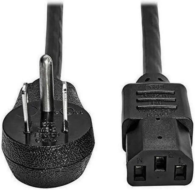 Alt view image 2 of 9 - Tripp Lite Model P007-012-15D 12 ft. Desktop Computer Power Cord, Right-Angle 5-15P to C13 - Heavy Duty, 15A, 125V, 14 AWG, 12 ft. Black