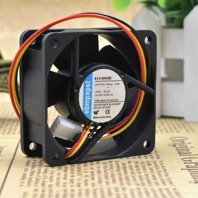 Alt view image 4 of 4 - For 614NHHR original German ebmpapst 24VDC 3.0W 60*60*25MM equipment axial fan