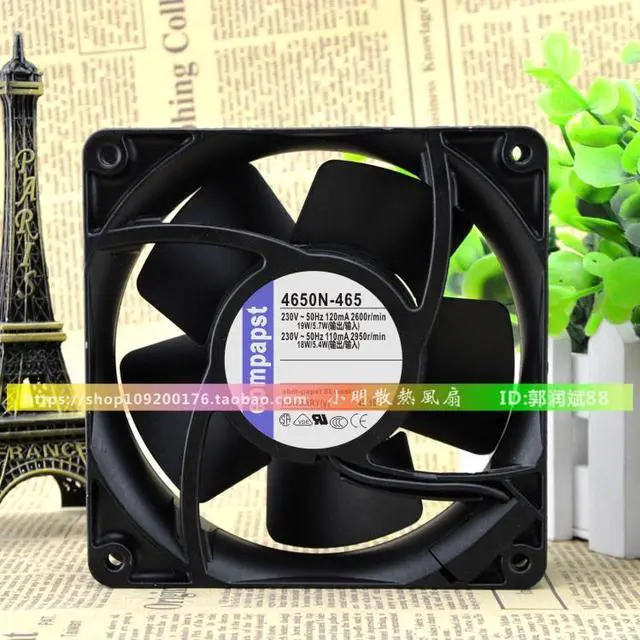 Alt view image 2 of 4 - For EBMPAPST 12038 230V 12CM 4650N-465/A01 All metal high temperature cooling fan