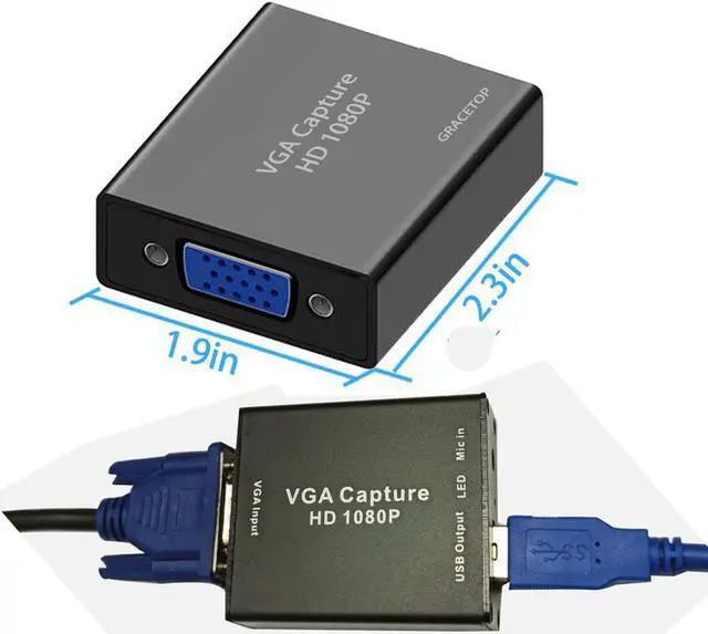 Alt view image 5 of 6 - VGA Capture Card, VGA to USB Capture Device with Mic input Support Full HD 1080P Video for Gaming, Streaming, Teaching, Video Conference, Live Broadcasting