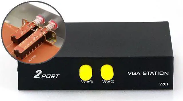 Alt view image 7 of 7 - 2 Port VGA Audio Video Switch 2x1 SVGA Switcher Box 2 in 1 Out PC Monitor LCD TFT Sharing