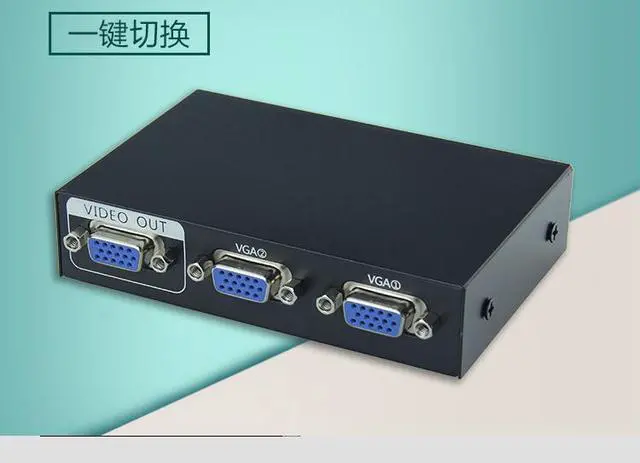 Alt view image 3 of 7 - 2 Port VGA Audio Video Switch 2x1 SVGA Switcher Box 2 in 1 Out PC Monitor LCD TFT Sharing