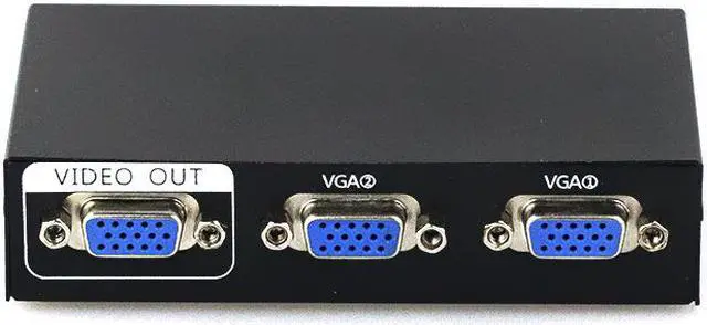 Alt view image 4 of 7 - 2 Port VGA Audio Video Switch 2x1 SVGA Switcher Box 2 in 1 Out PC Monitor LCD TFT Sharing