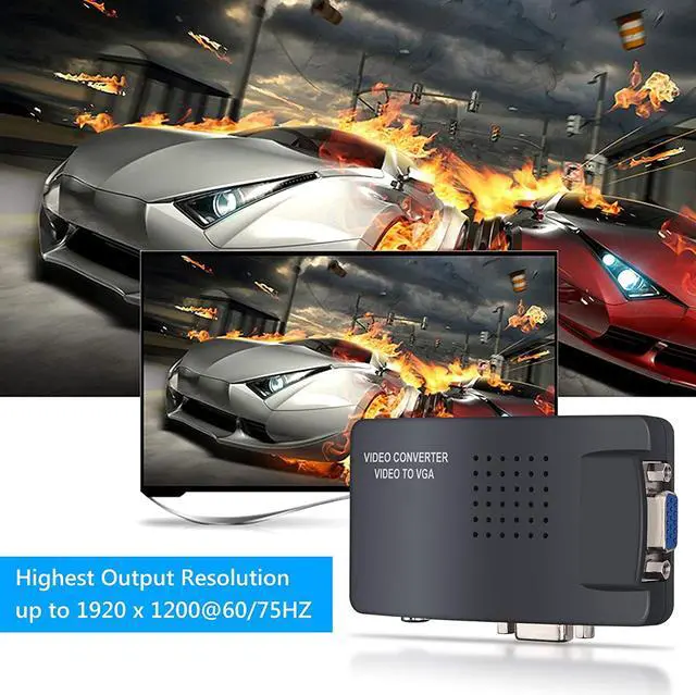 Alt view image 5 of 7 - RCA Composite AV S-Video to VGA Converter Box CCTV DVR PC Laptop to TV Projector VGA Input to VGA Output Video Converter Adapter