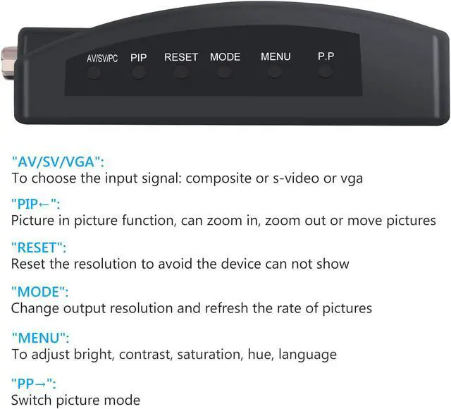Alt view image 4 of 7 - RCA Composite AV S-Video to VGA Converter Box CCTV DVR PC Laptop to TV Projector VGA Input to VGA Output Video Converter Adapter