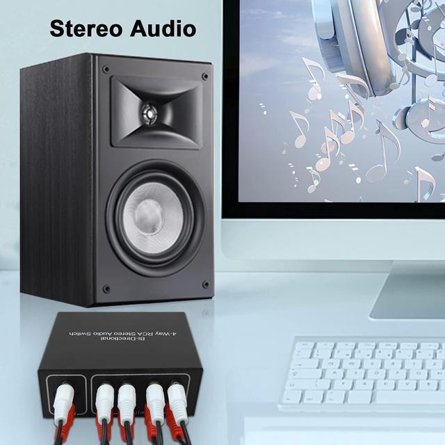 Alt view image 7 of 7 - 4-Way Stereo L/R Sound Channel Bi-Directional Audio Switcher, 1 in 4 Out or 4 in 1 Out, L/R Sound Channel Audio Switch Splitter RCA Stereo Switch Selector for DVD Stereo Speaker CD Player