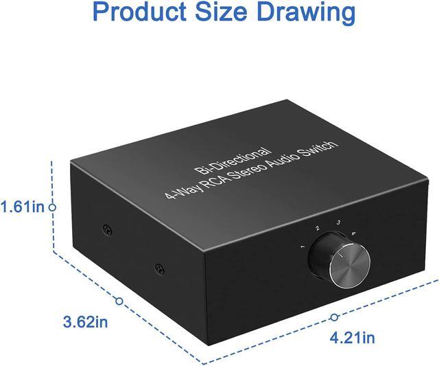 Alt view image 5 of 7 - 4-Way Stereo L/R Sound Channel Bi-Directional Audio Switcher, 1 in 4 Out or 4 in 1 Out, L/R Sound Channel Audio Switch Splitter RCA Stereo Switch Selector for DVD Stereo Speaker CD Player