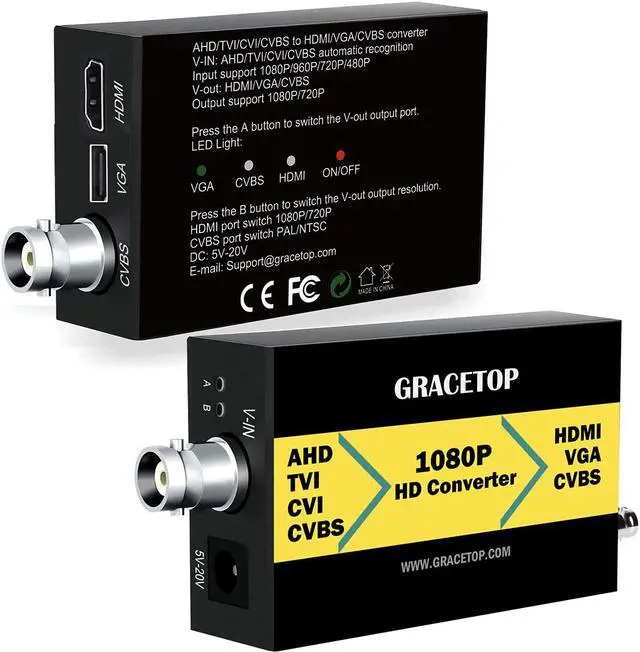 Alt view image 3 of 7 - AHD to HDMI Video Converter, 4-in-1 Composite CVBS TVI CVI AHD to HDMI VGA CVBS BNC Converter Support 720P/1080P/3MP/4MP for Monitor HDTV DVRs