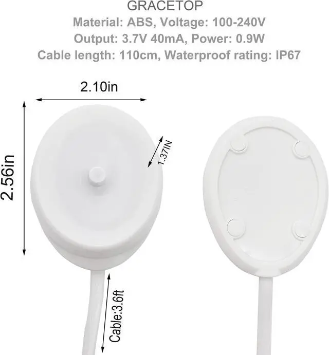 Alt view image 2 of 7 - Electric Toothbrush Charger Base for Philips Sonicare Toothbrush Charger Replacement HX6100, HX3000 / HX6000 / HX8000 / HX9000 Series Portable IP67 Waterproof 3.6ft Cable
